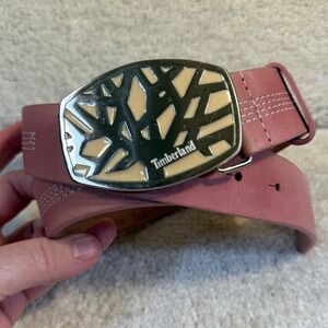 VTG Y2K Timberland Women Pink Leather Buckle Belt Fashion Accessory One Size